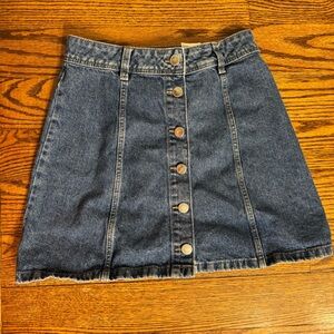 Divided Dark Blue Button-Front Mini Skirt